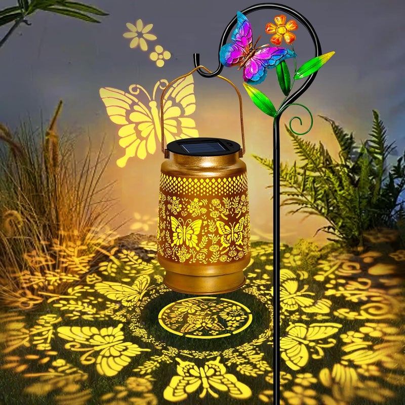 EDOF Butterfly Solar Lanterns Outdoor Waterproof with Shepherd Hook,Christmas Decorations Birthday for Mom Women Grandma,Garden Lights Butterfly Decor,Hanging Solar Lights Decorative for Yard,Patio,Porch - Image 1